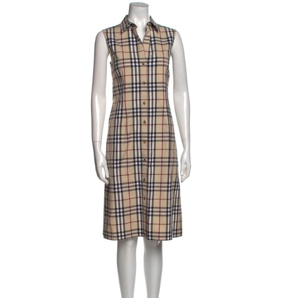 BURBERRY LONDON Plaid Print Knee-Length Dress Size: L | US 10 - Picture 1 of 11